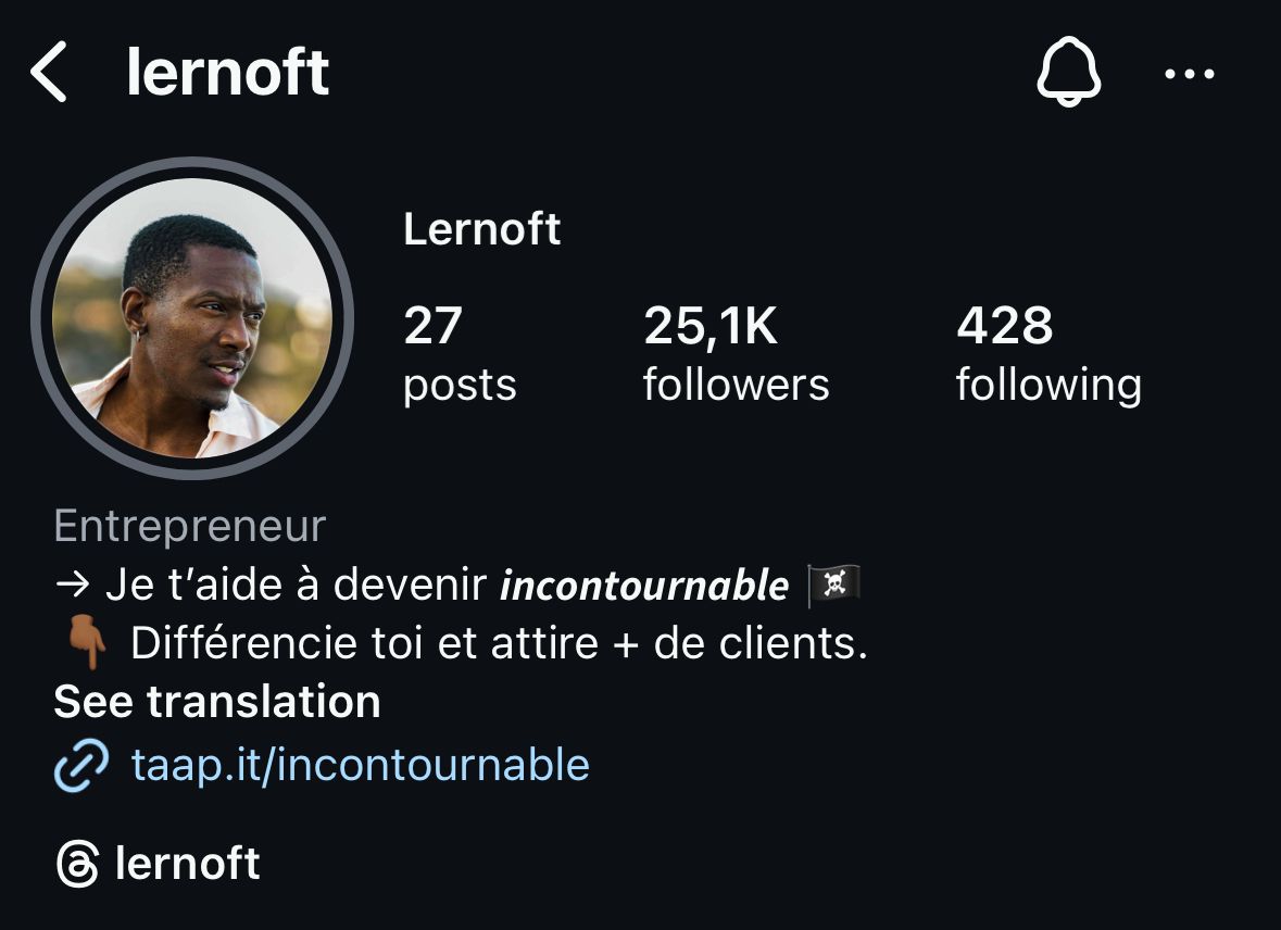 Lernoft Instagram Profile Screenshot - Aujourd'hui